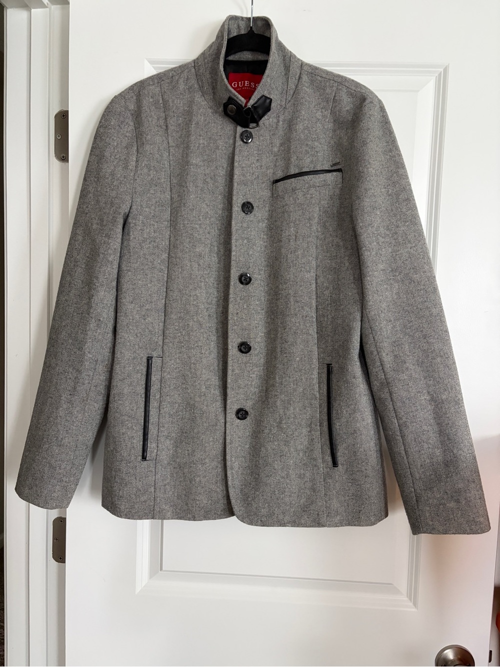 GUESS Women’s Grey Stand Collar Wool Blend Blazer Coat Jacket Medium